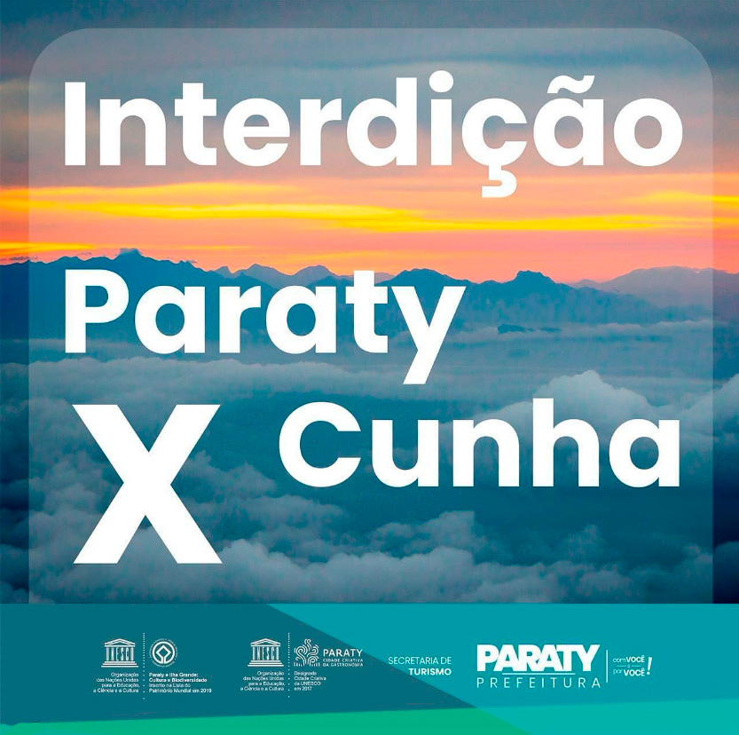 Aviso de interdição estrada Paraty-Cunha